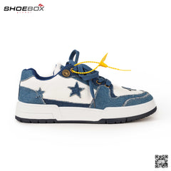 Korean Trend Board Sneakers Genuine Leather & Denim Fabric (SK 106)