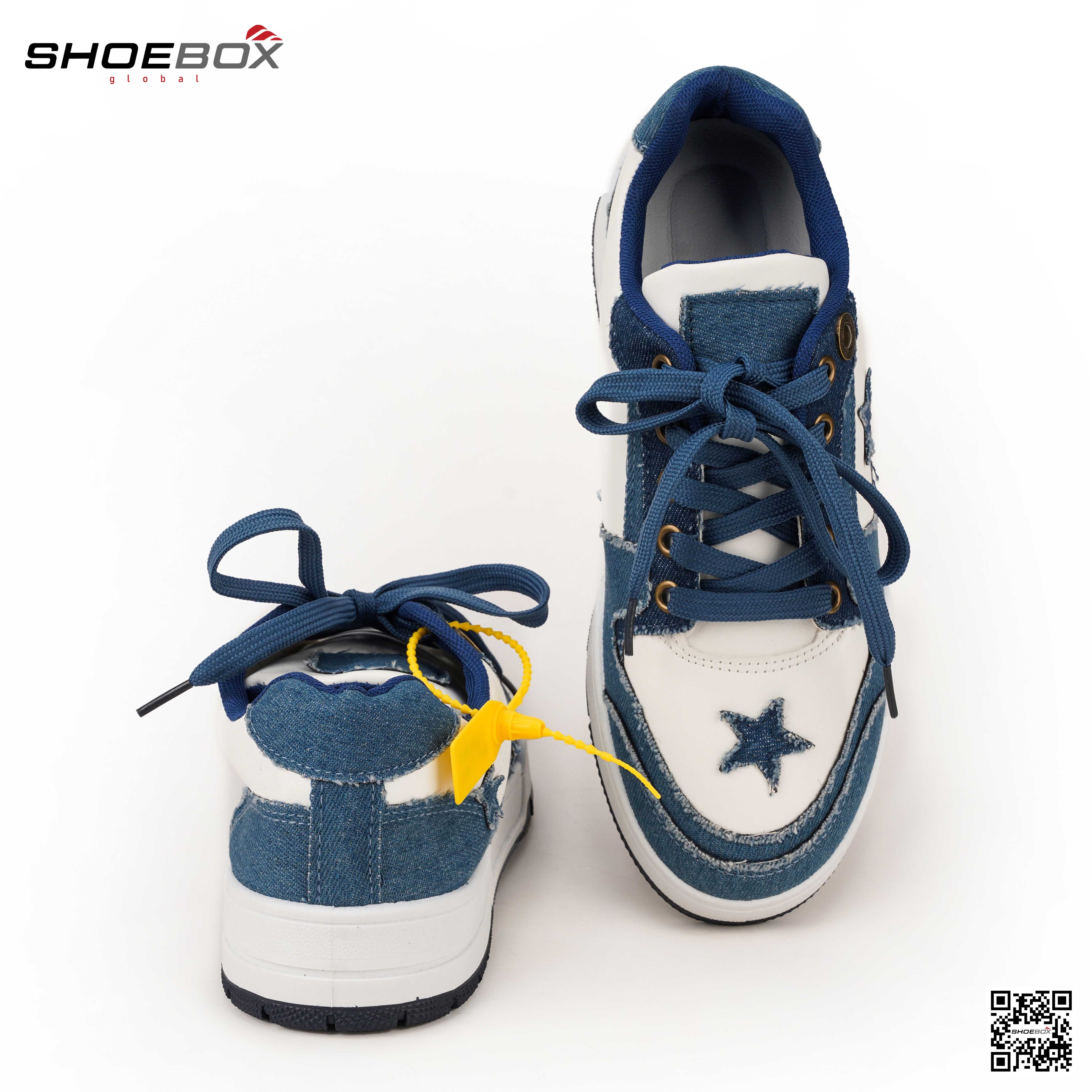 Korean Trend Board Sneakers Genuine Leather & Denim Fabric (SK 106)