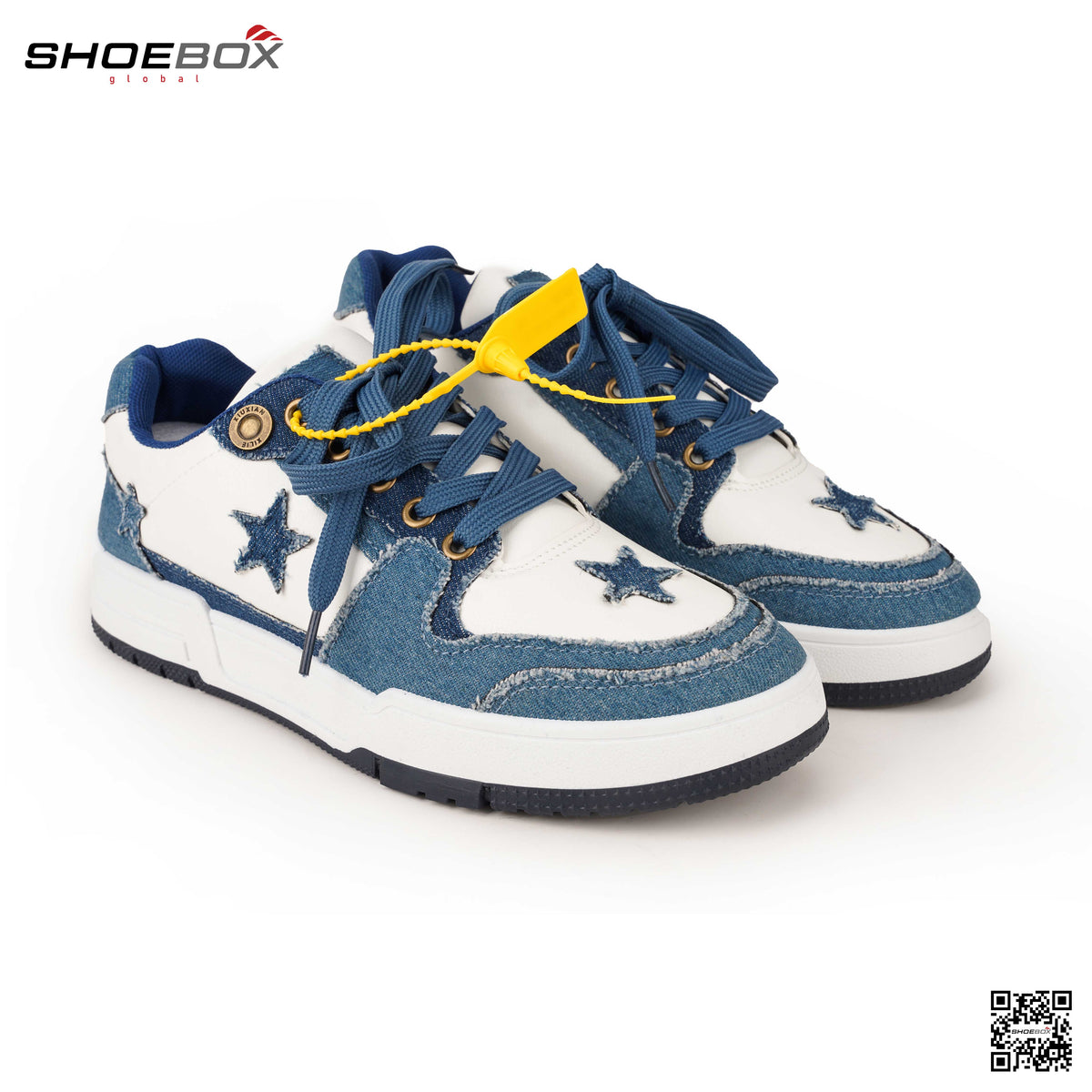 Korean Trend Board Sneakers Genuine Leather & Denim Fabric (SK 106)